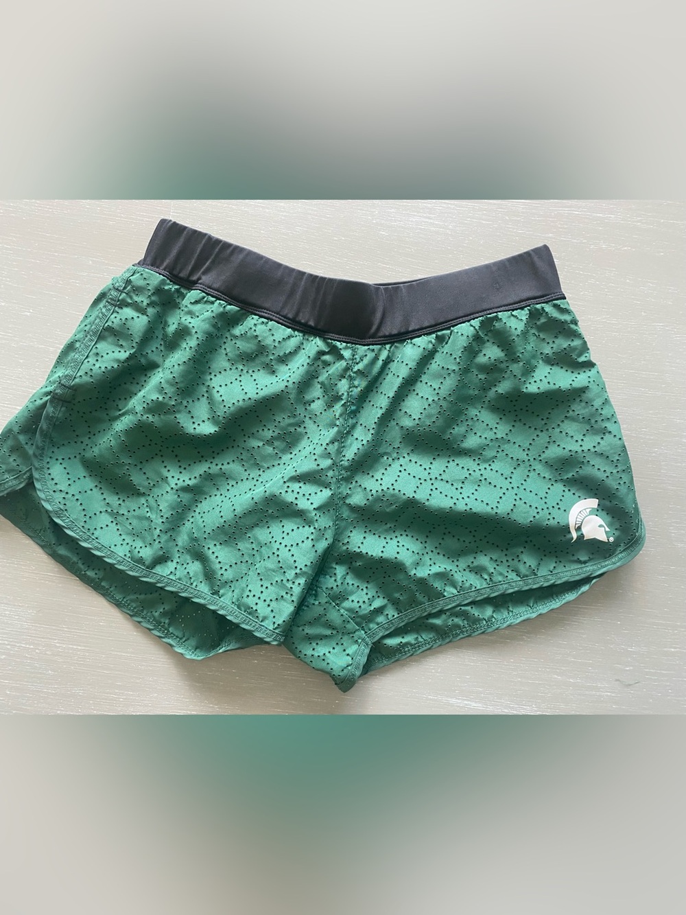 Women’s Michigan State University MSU  Athletic Shorts Logo Waistband Size L